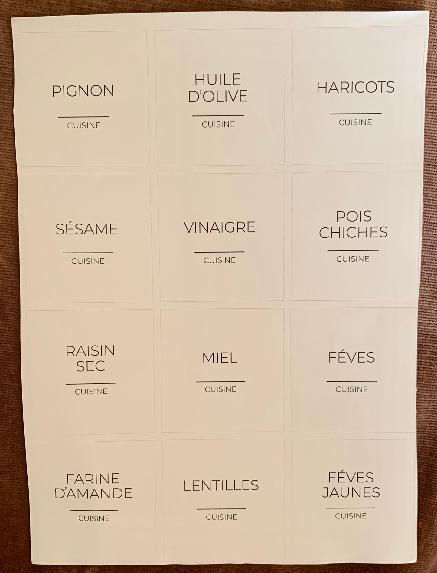 Kit minimalist blanc français (Seulement les Étiquettes)