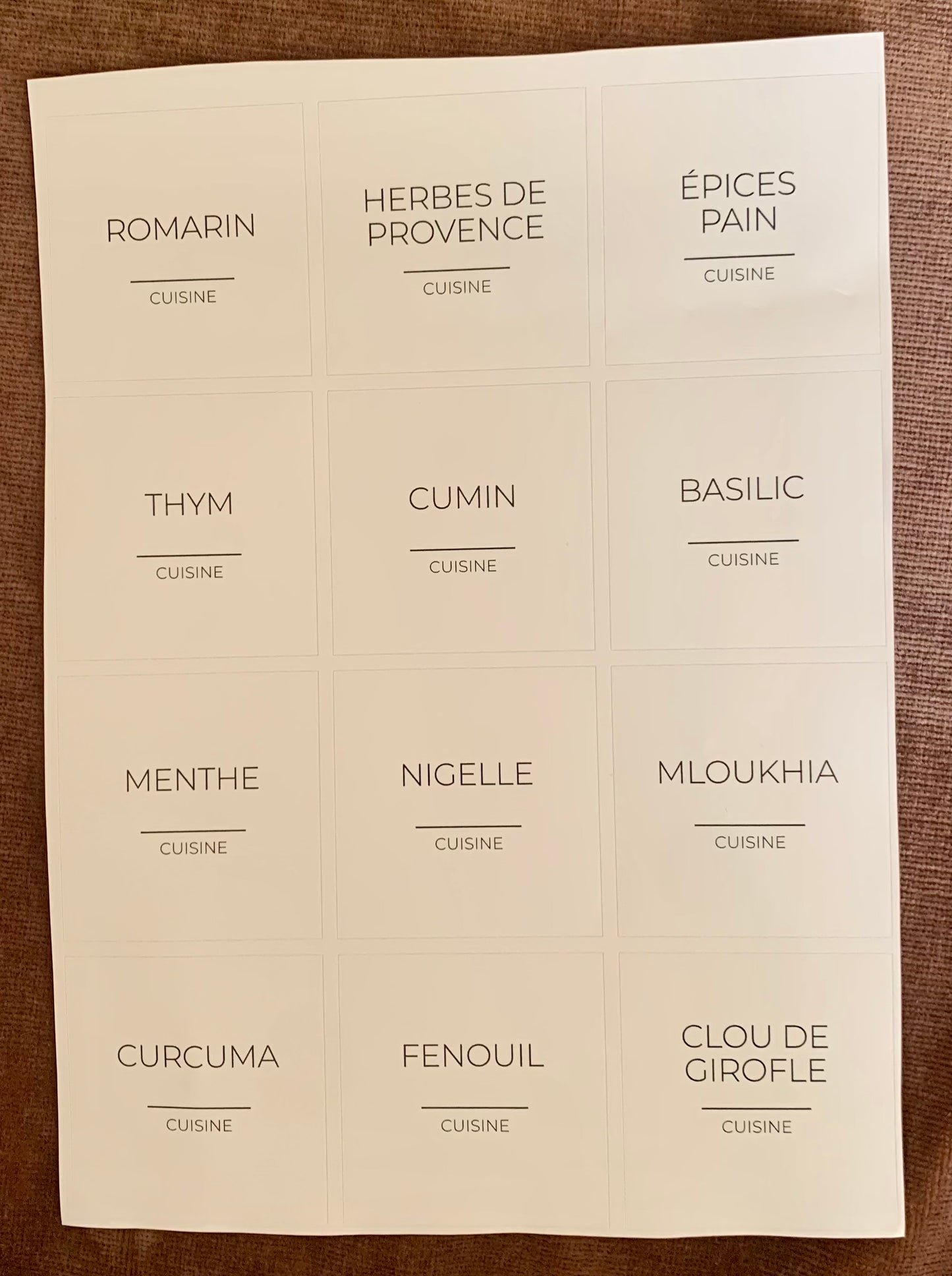 Kit minimalist blanc français (Seulement les Étiquettes)