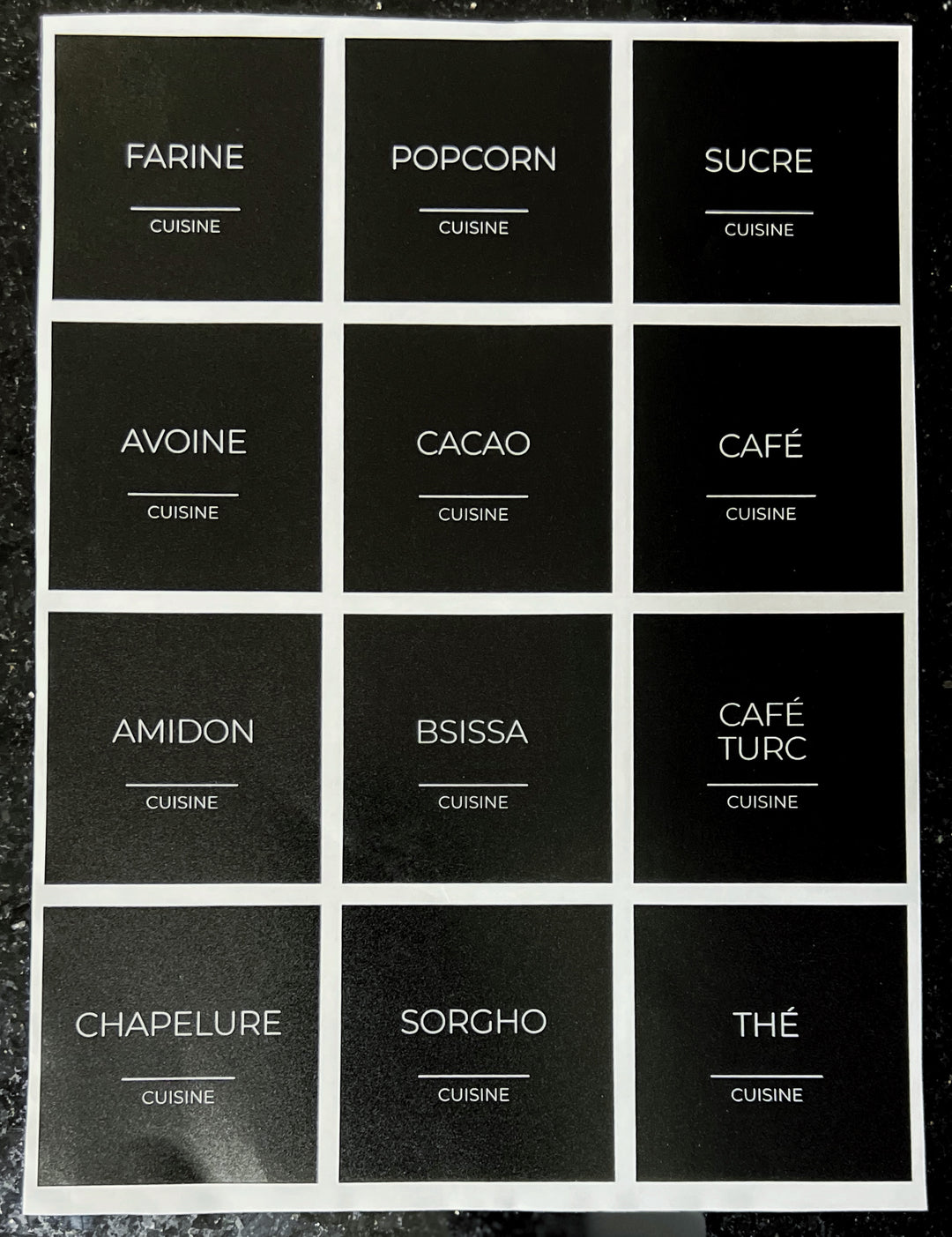 Kit Français Minimalist Noir (Seulement les Étiquettes)